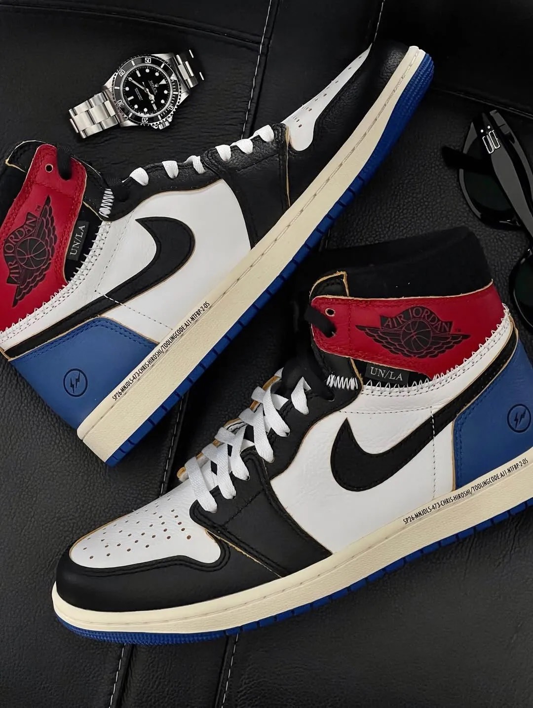 Union LA x Fragment Design x Air Jordan 1 Retro High NRG  藤原浩 三方聯名 四色拼接 灰白藍紅 IO7847002