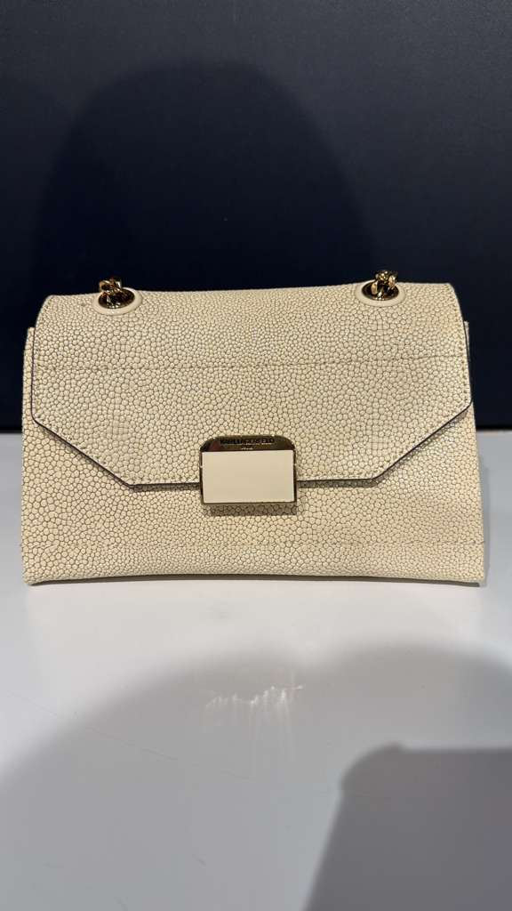 VM007 Karl lagerfiled 杏色蛇紋前翻crossbody bag 22x13.5cm