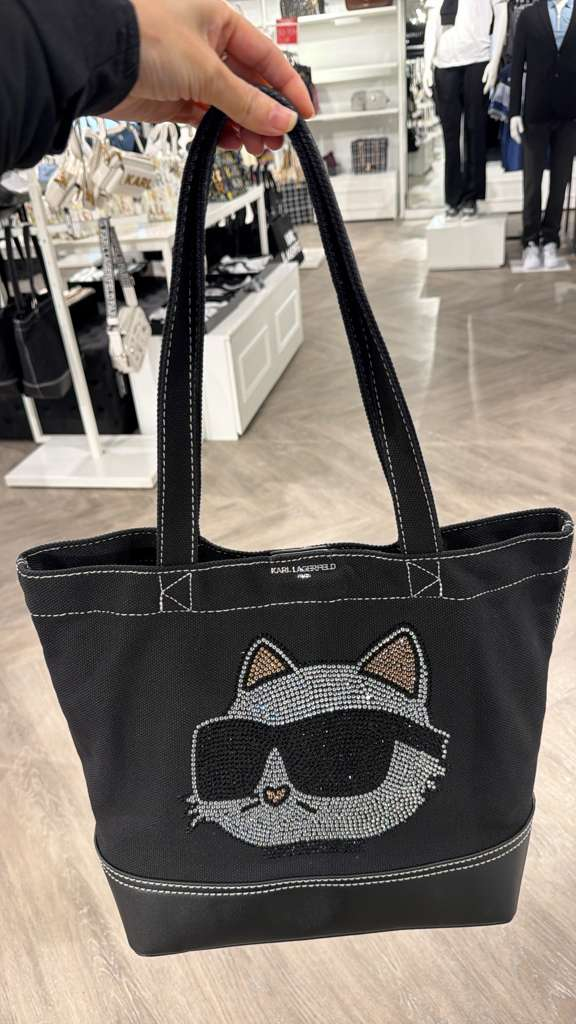 VM060 Karl lagerfeld 黑色老佛貓閃閃TOTE BAG 41x30CM