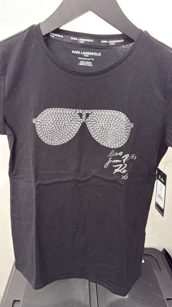 VM024 Karl lagerfiled 黑色閃片眼鏡短袖圓領TEE