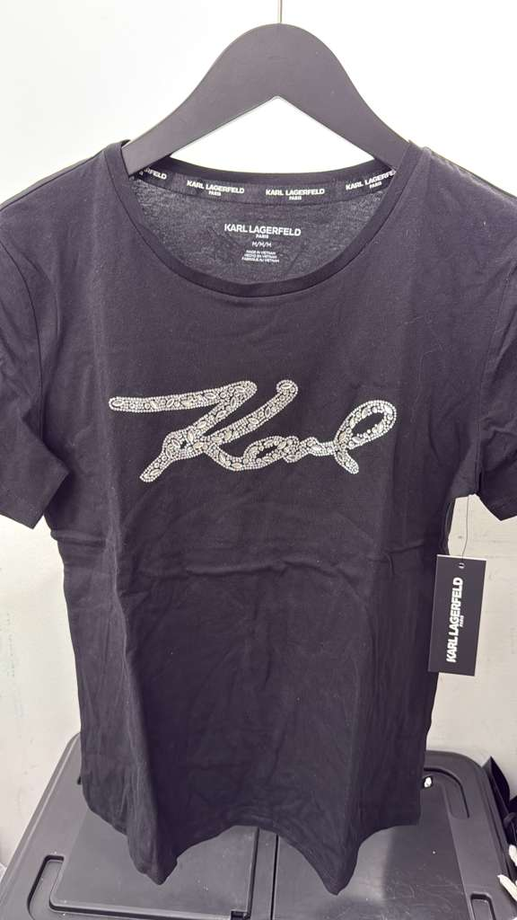 VM027 Karl lagerfiled 黑色文字logo短袖圓領TEE SIZE M