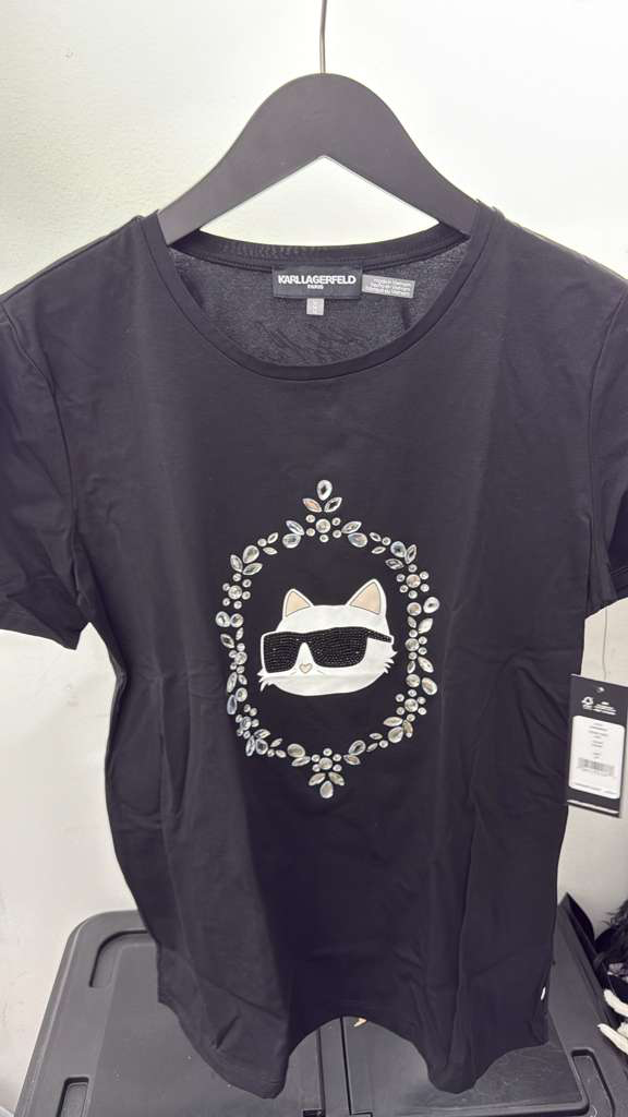 VM043 Karl lagerfeld 黑色魔鏡老佛貓短袖圓領TEE