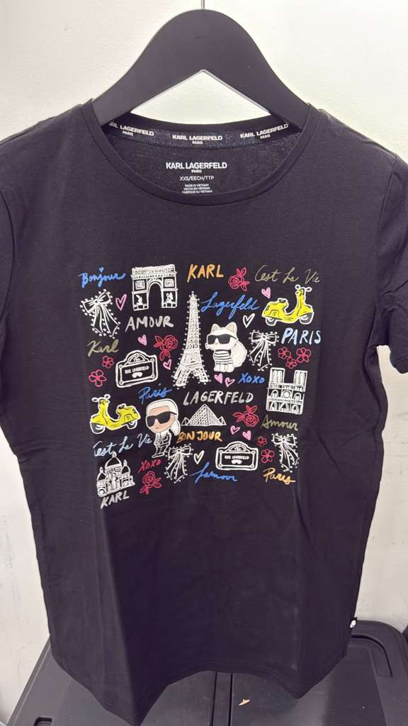 VM035 Karl lagerfiled 黑色圖案logo短袖圓領TEE