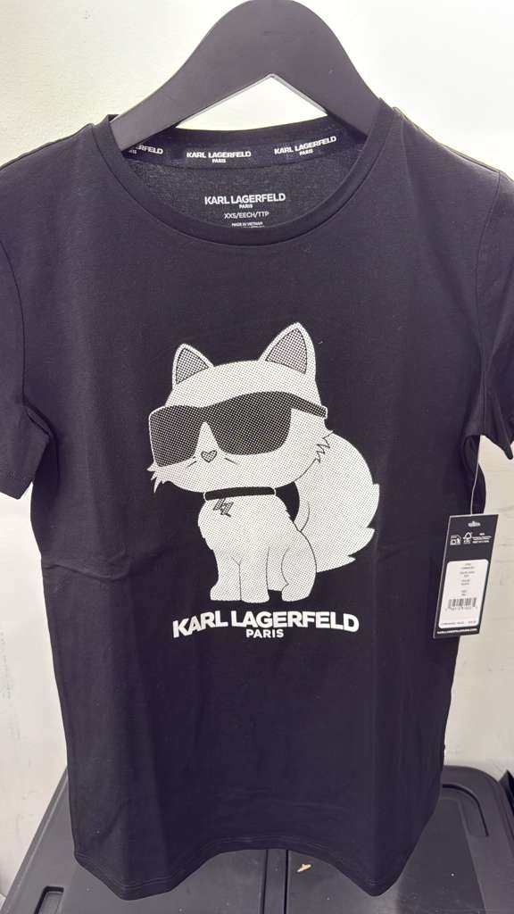 VM036 Karl lagerfiled 黑色黑超老佛貓短袖圓領TEE