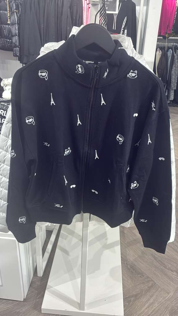 VM062 Karl lagerfeld 黑色圖案長袖開胸外套