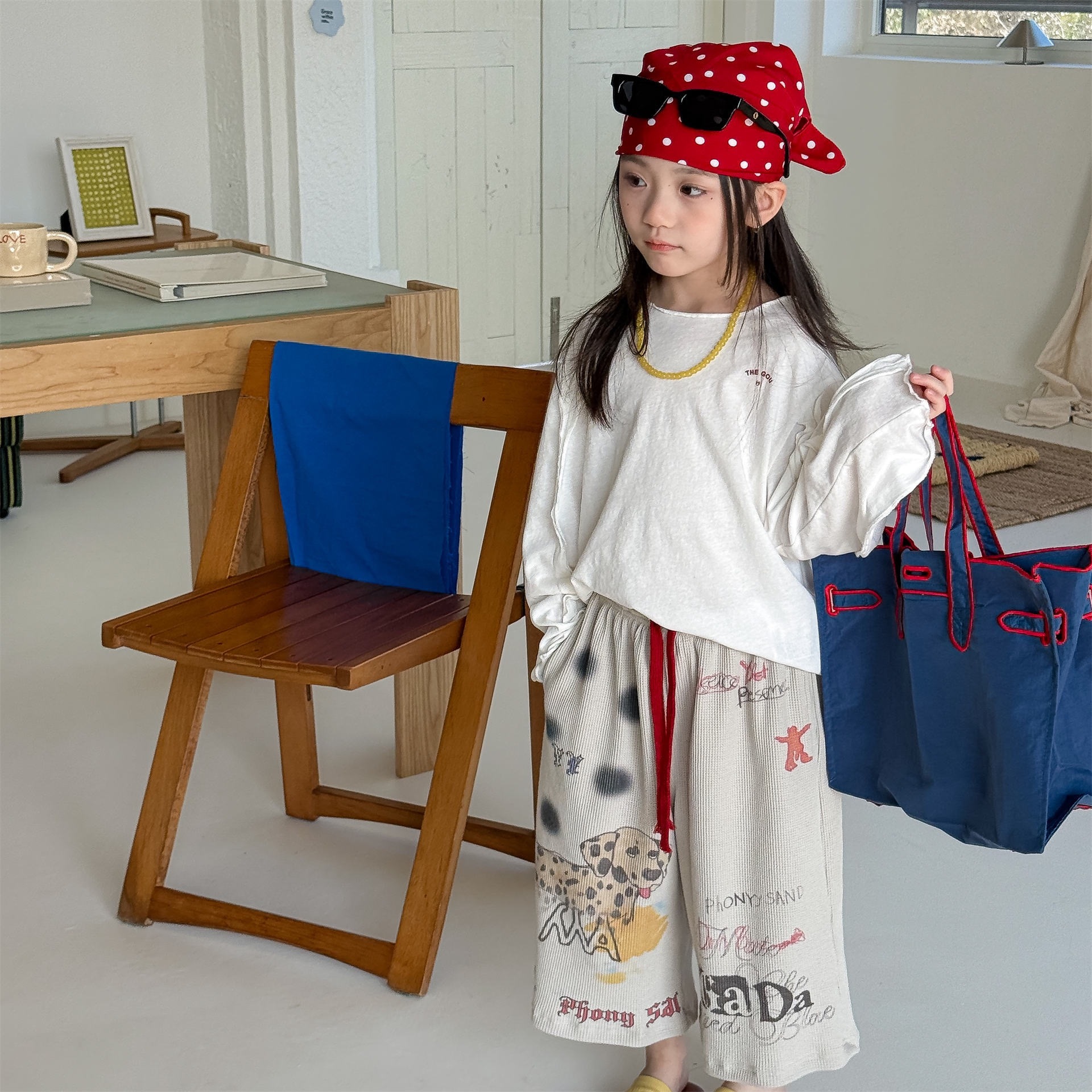 兩色斑點狗狗七分褲