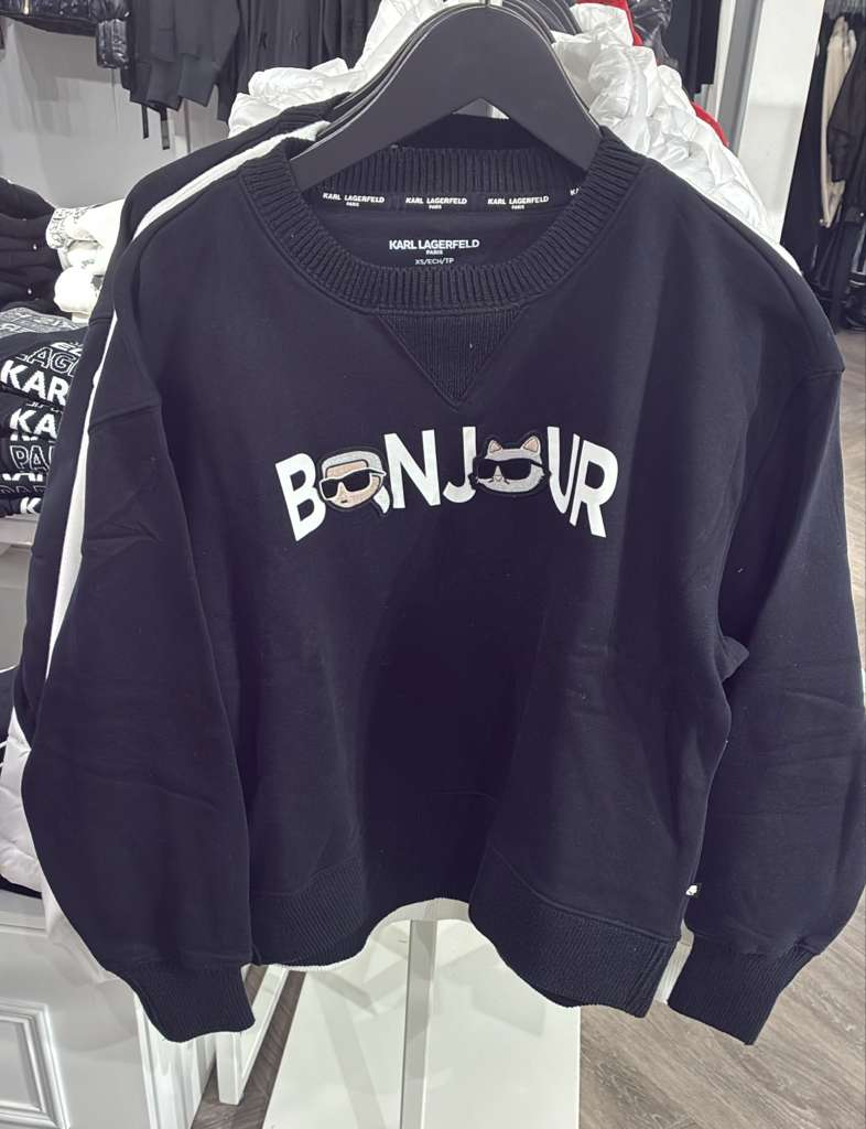 VM071 Karl lagerfeld 黑色老佛爺BONJOUR長袖套頭衛衣