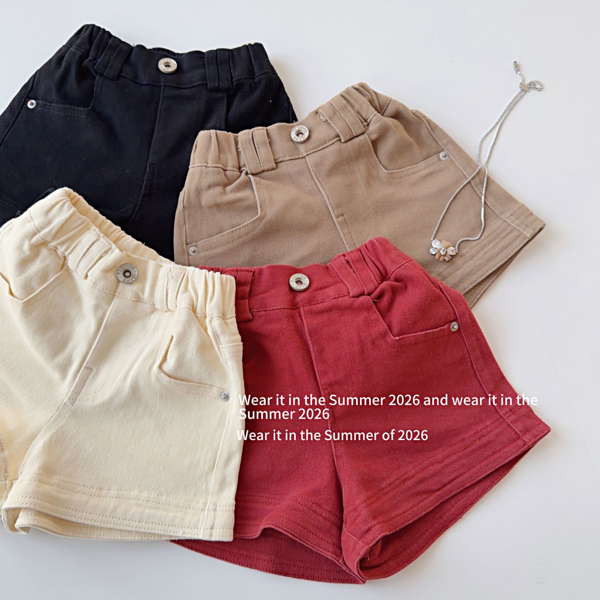 四色夏季牛仔短褲