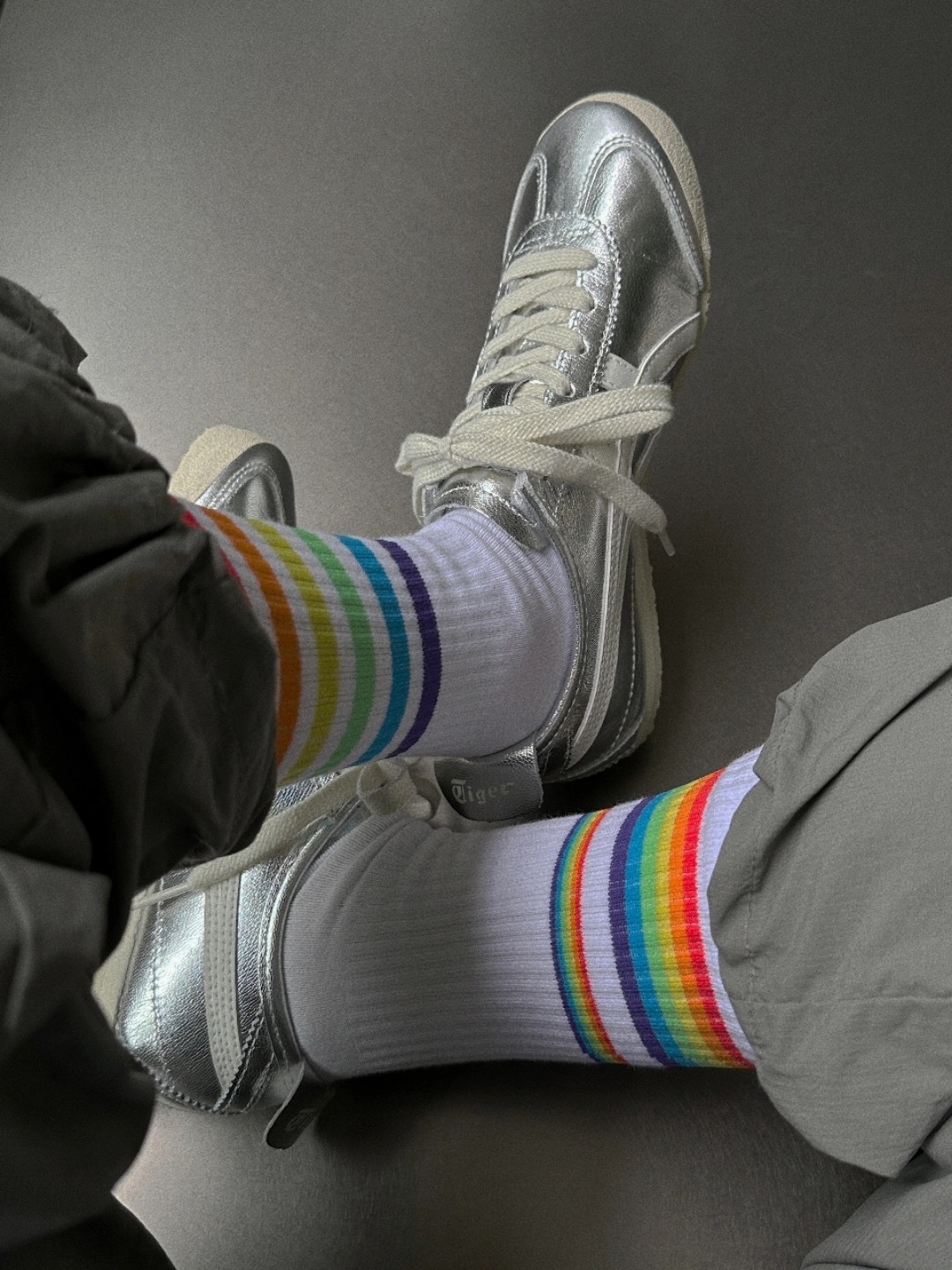 代購-PUMA 彩色條紋 品牌Logo 長襪 高筒襪 彩虹襪 男女同款 3雙裝