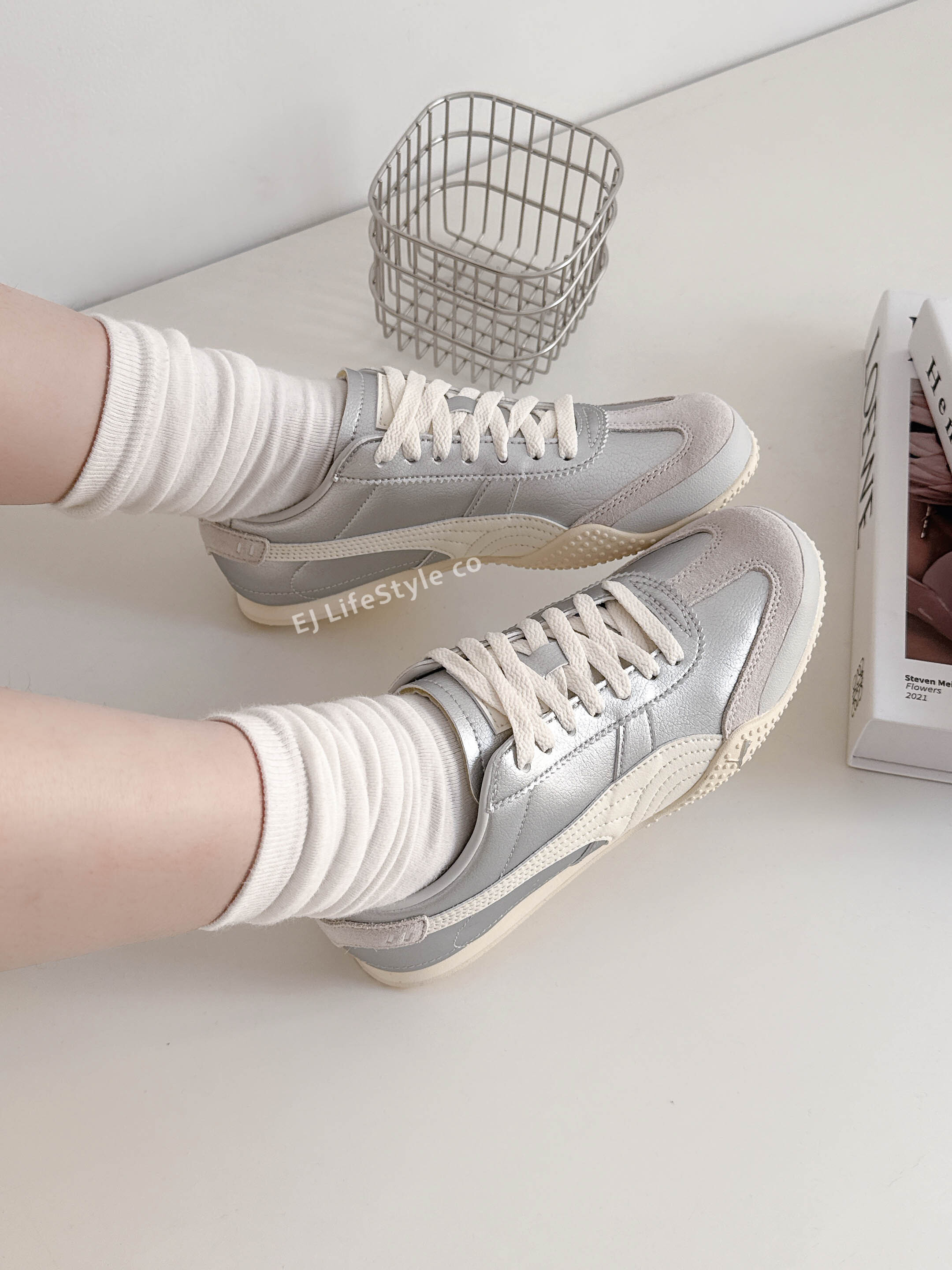 PUMA BELLA UT LEA 銀奶油 灰銀 奶油白 奶油底 薄底鞋 復古 女鞋 405256-08 / 調貨