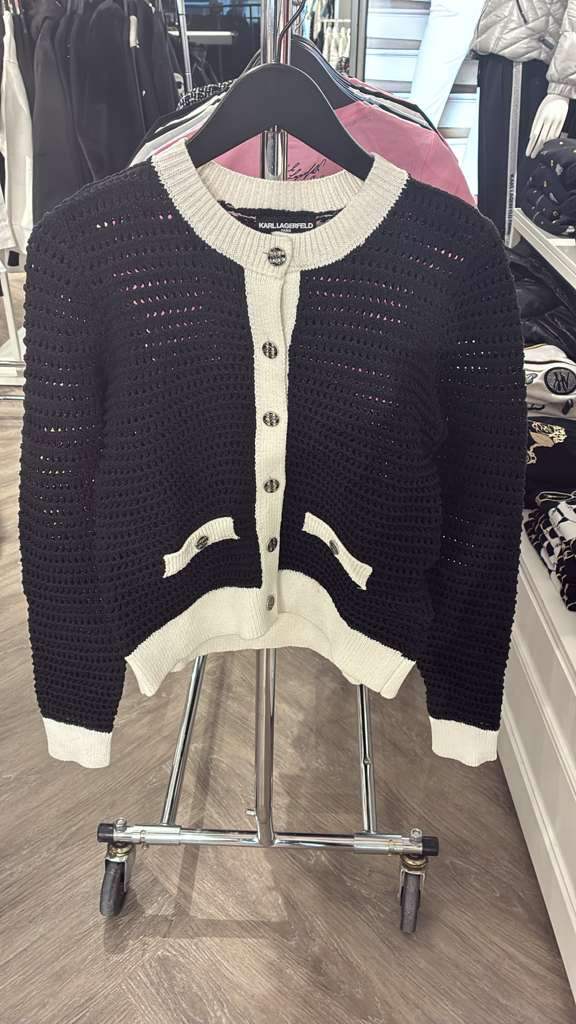 VM077 Karl lagerfeld 黑色白邊縷空開胸外套