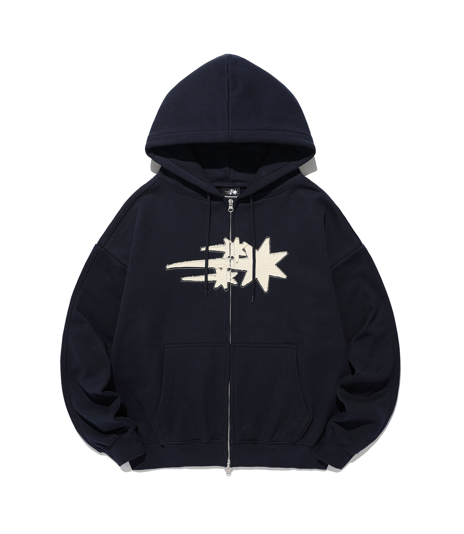 3star applique hoodie zip up