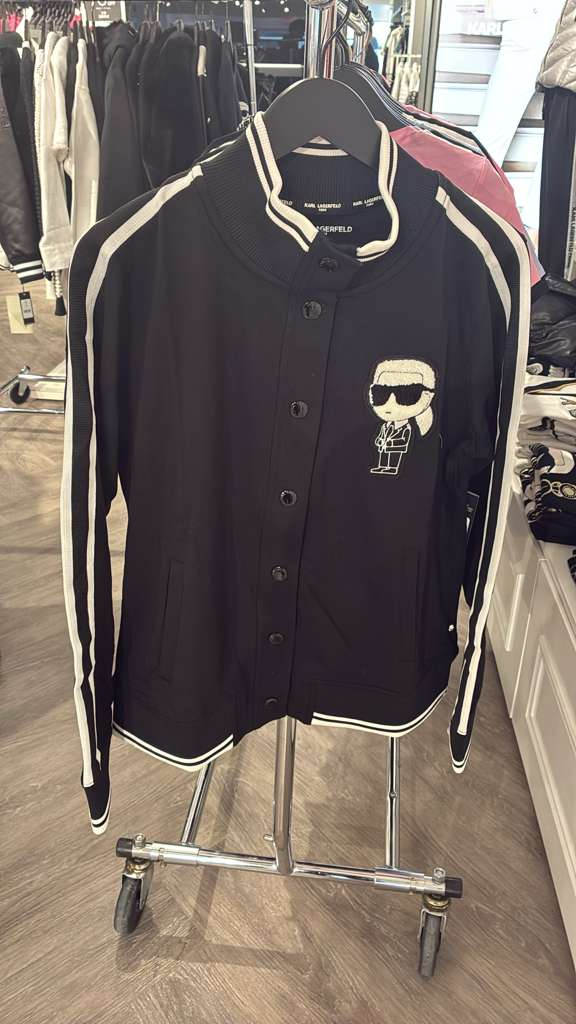 VM080 Karl lagerfeld 黑色老佛爺白邊長袖棒頭開胸外套