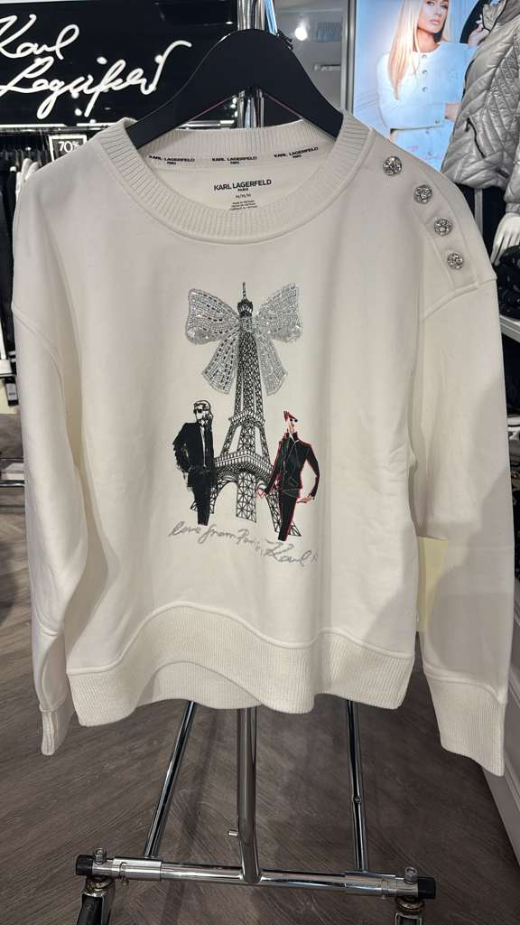 VM083 Karl lagerfeld 白色男孩與鐵塔長袖衛衣