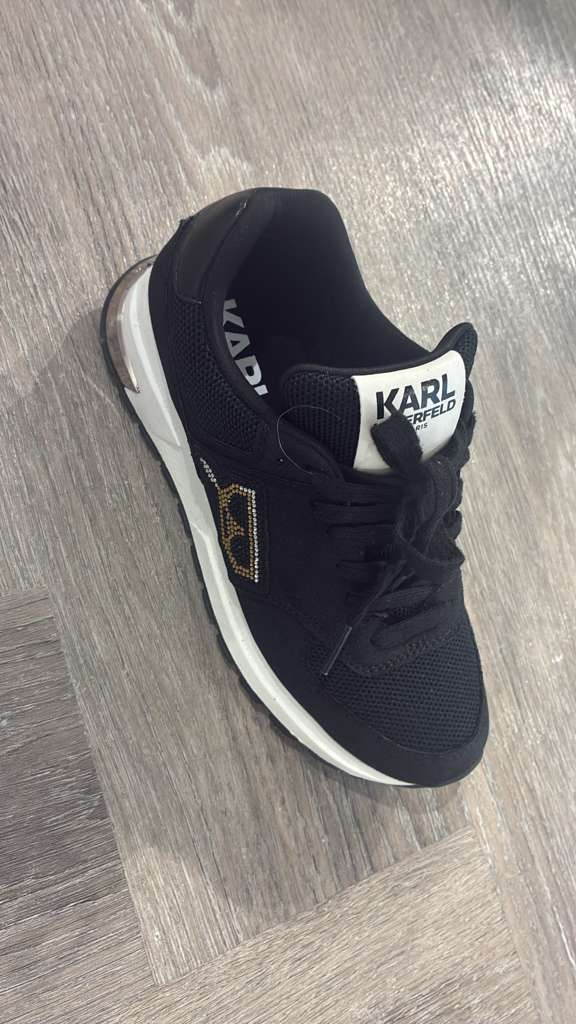 VM089 Karl lagerfeld 黑色白邊網面閃閃老佛爺波鞋