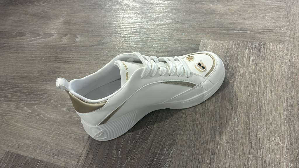 VM092 Karl lagerfeld 白色小襟章中小高筒休閒鞋