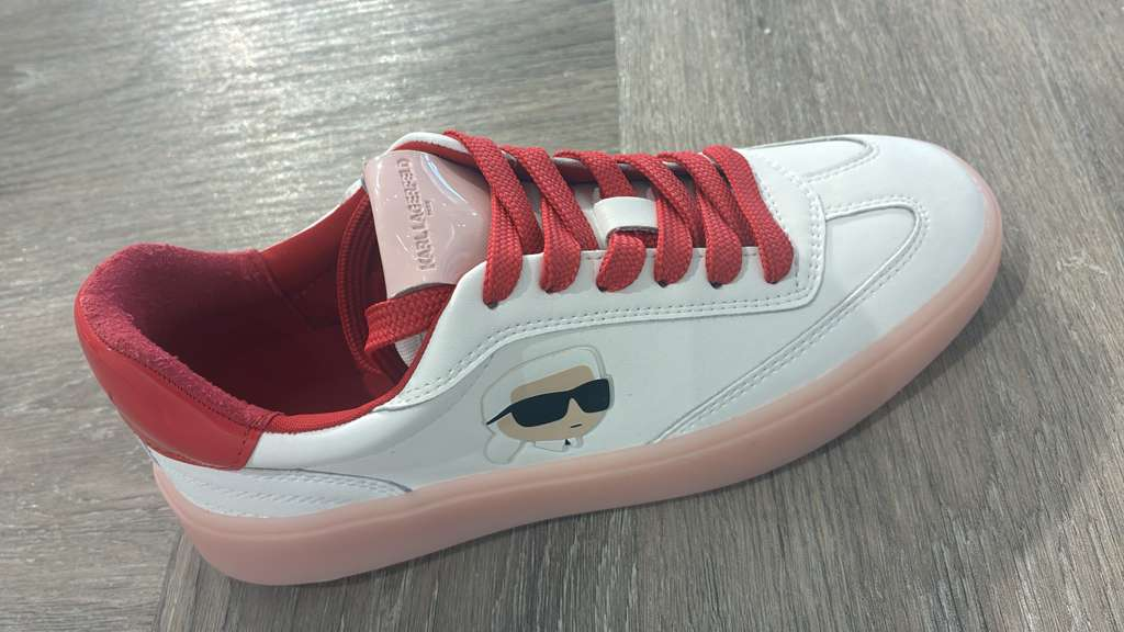 VM094 Karl lagerfeld 白色紅邊老佛爺休閒鞋