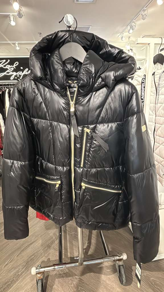 VM101 Karl lagerfeld 黑色亮面連帽長袖外套