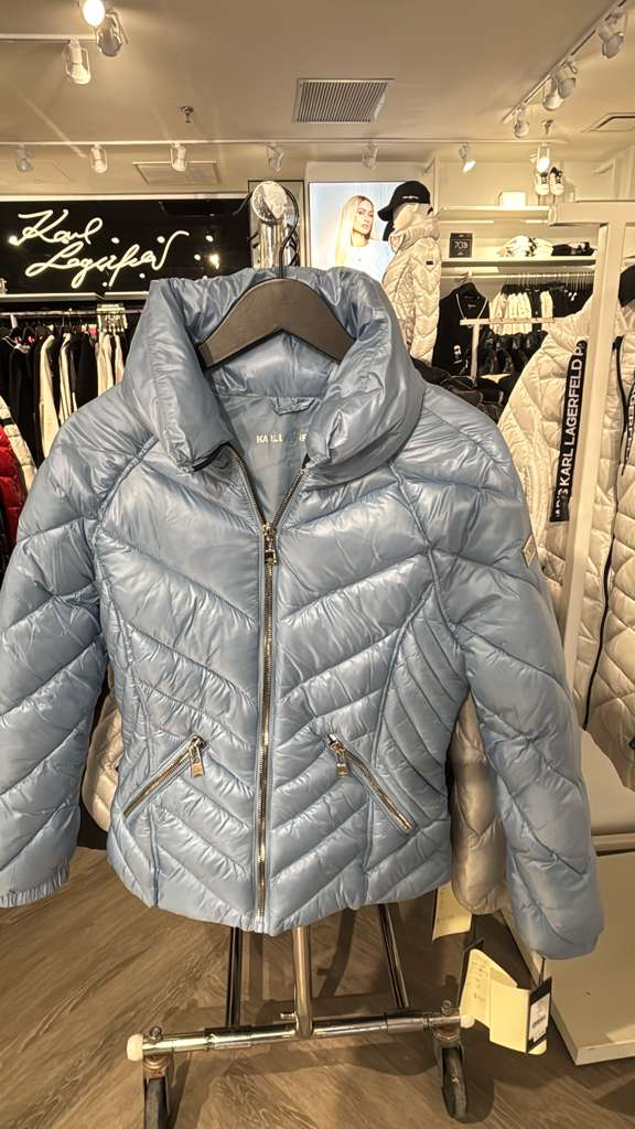 VM110 Karl lagerfeld 銀藍色小高領長袖開胸外套