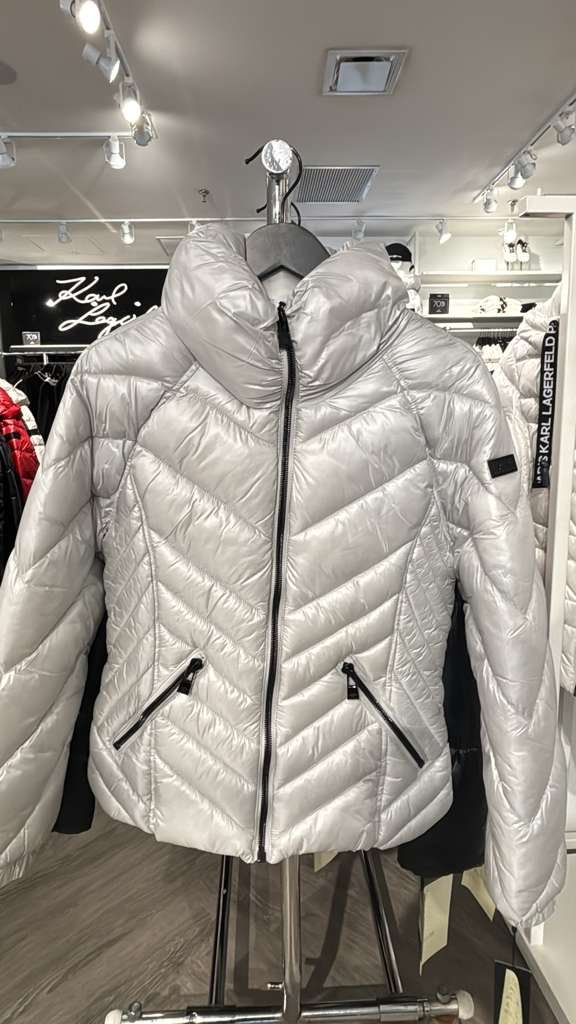 VM111 Karl lagerfeld 銀灰色小高領長袖開胸外套