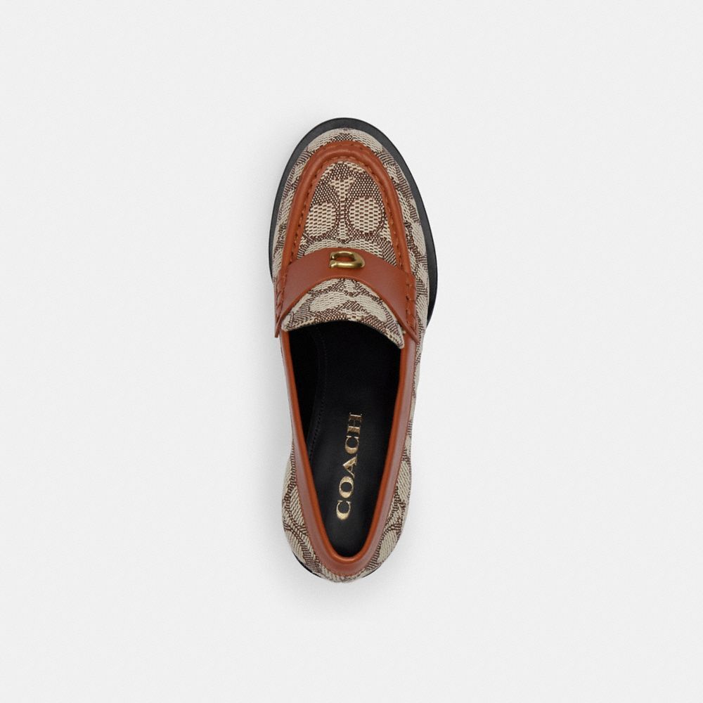 【Coach】Natalie Loafer In Signature Textile Jacquard  咖