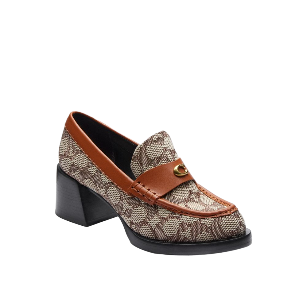 【Coach】Natalie Loafer In Signature Textile Jacquard  咖