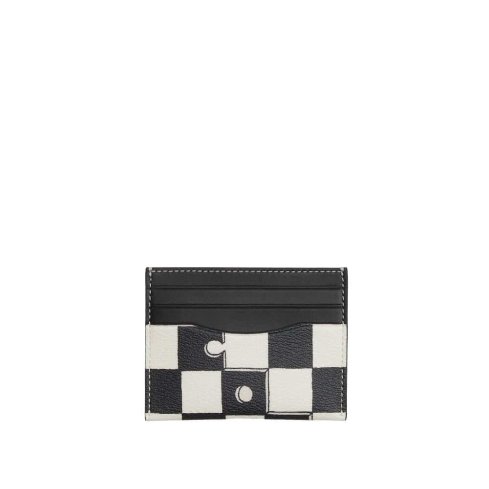 【Coach Outlet】Slim Id Card Case With Checkerboard Print  黑
