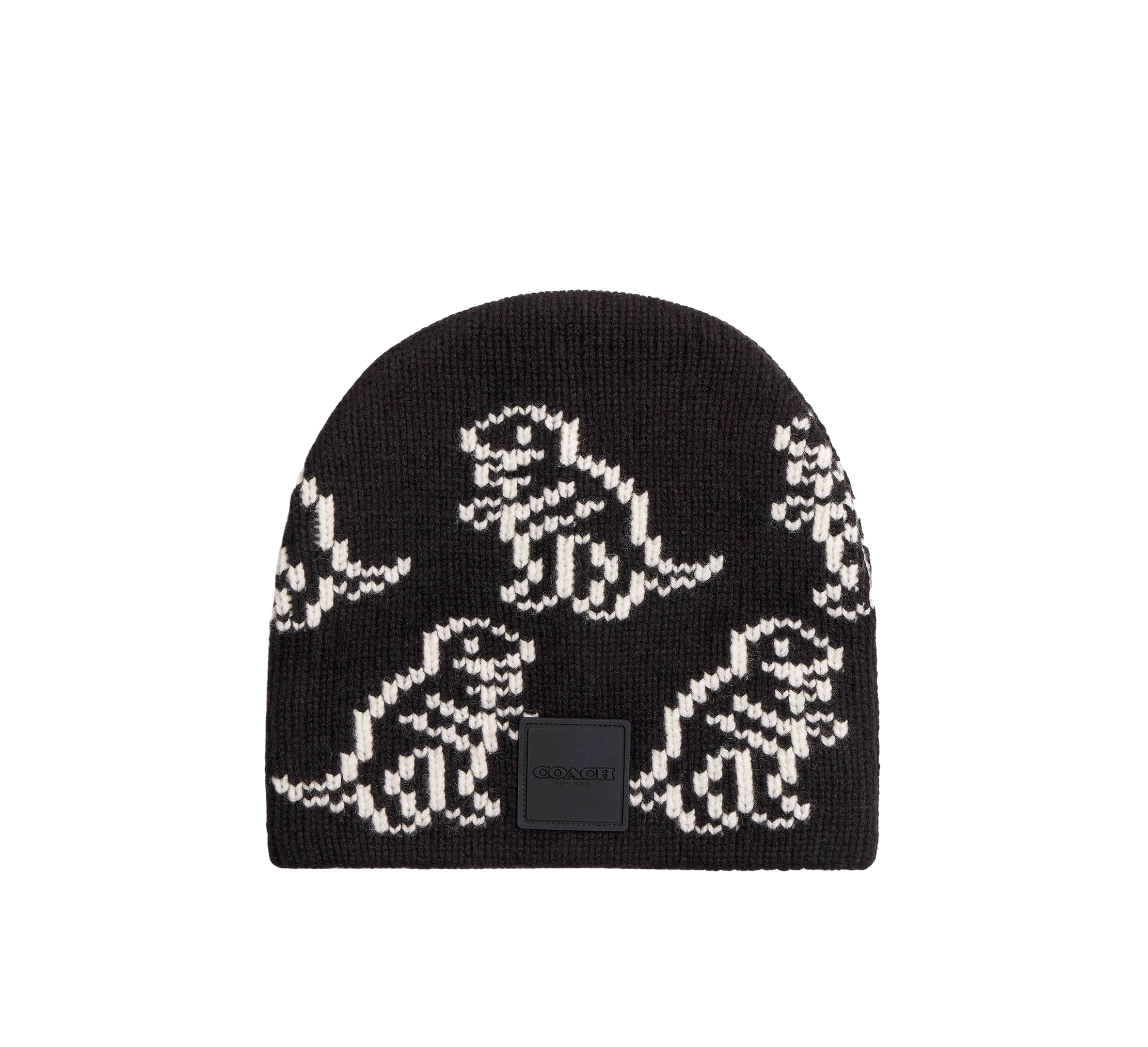 【Coach Outlet】Dino Print Knit Beanie  黑