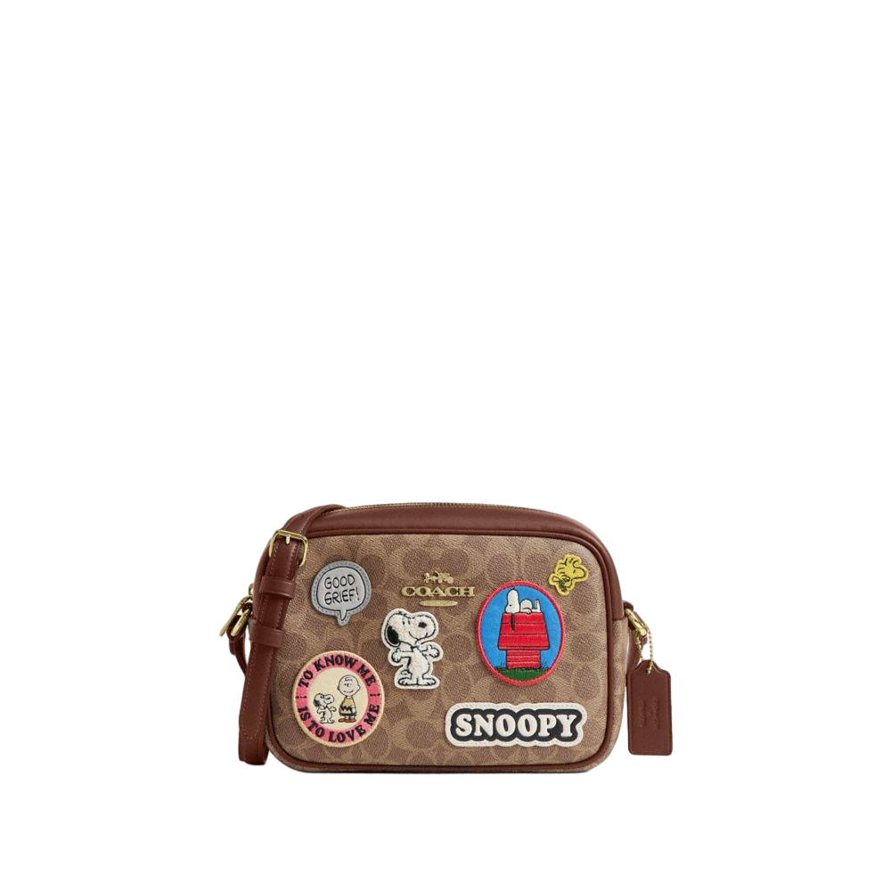 【Coach Outlet】Coach X Peanuts Jamie Camera Bag In Signature Canvas With Patches  咖
