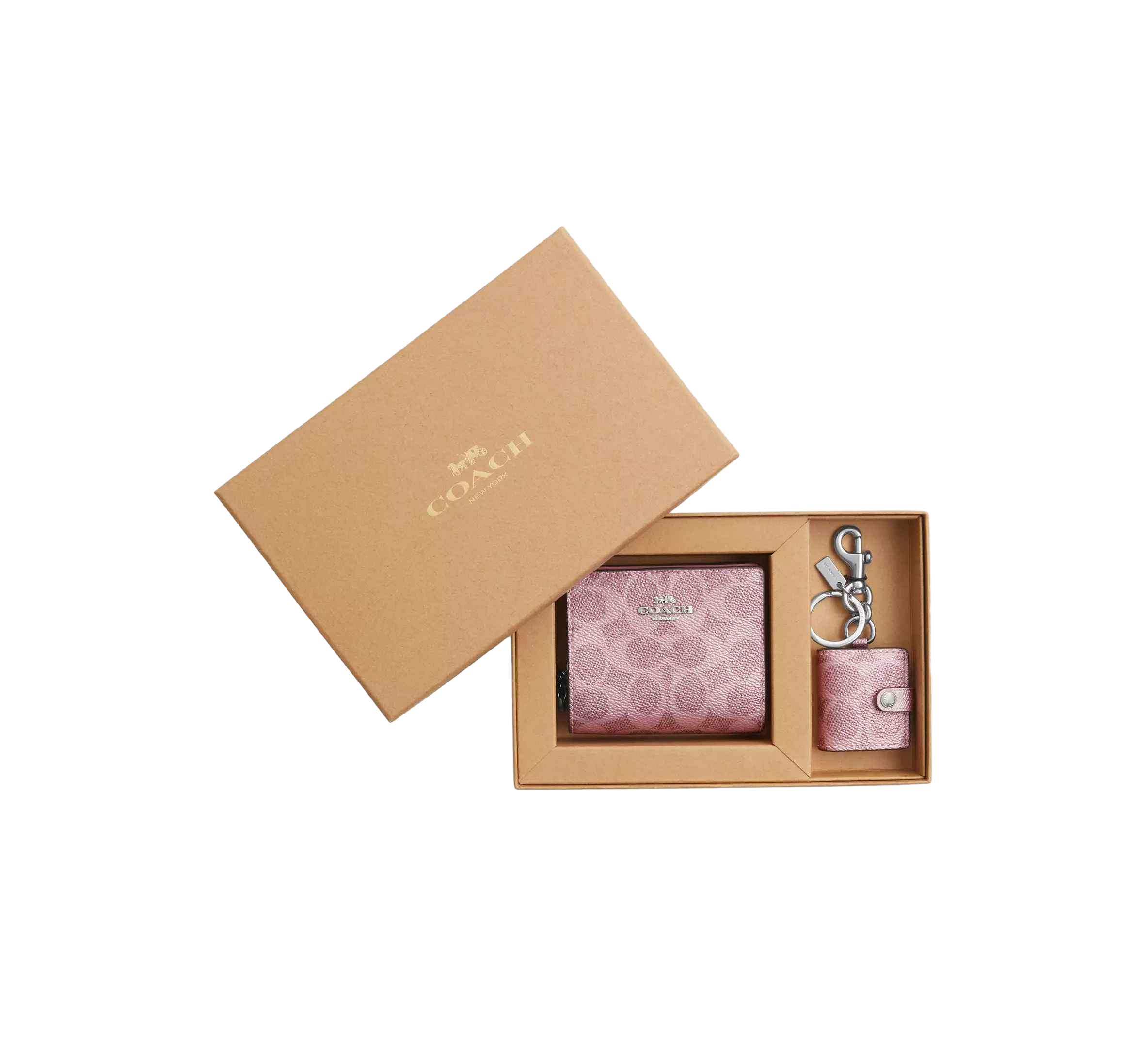 【Coach Outlet】Boxed Snap Wallet And Picture Frame Charm In Signature Canvas  粉