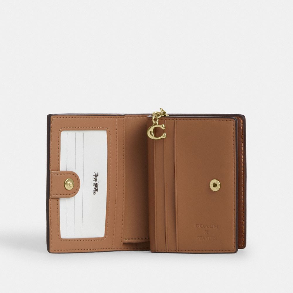 【Coach Outlet】Coach X Peanuts Snap Wallet In Signature Canvas With Snoopy Print  咖