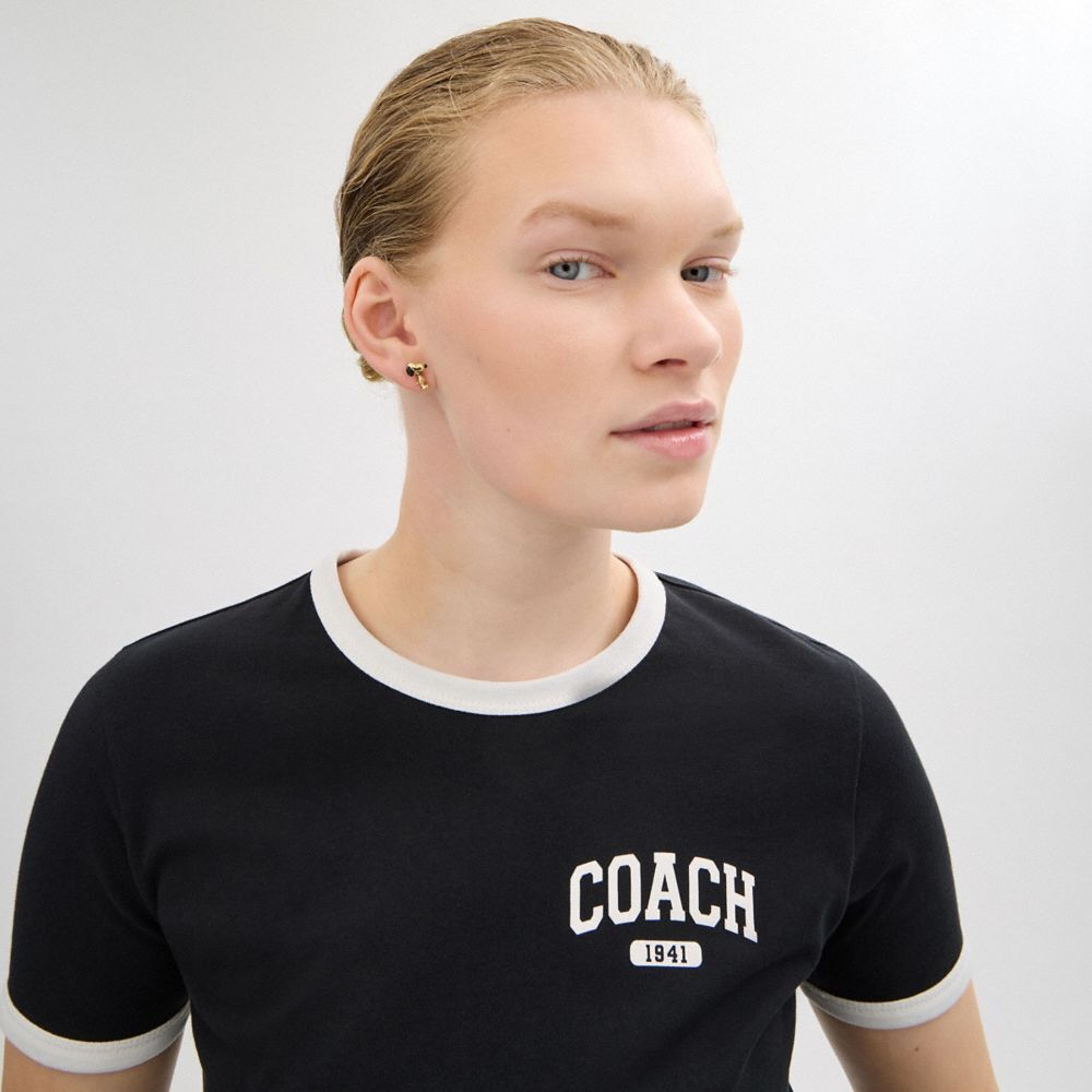 【Coach Outlet】Coach X Peanuts Snoopy Stud Earrings  黑