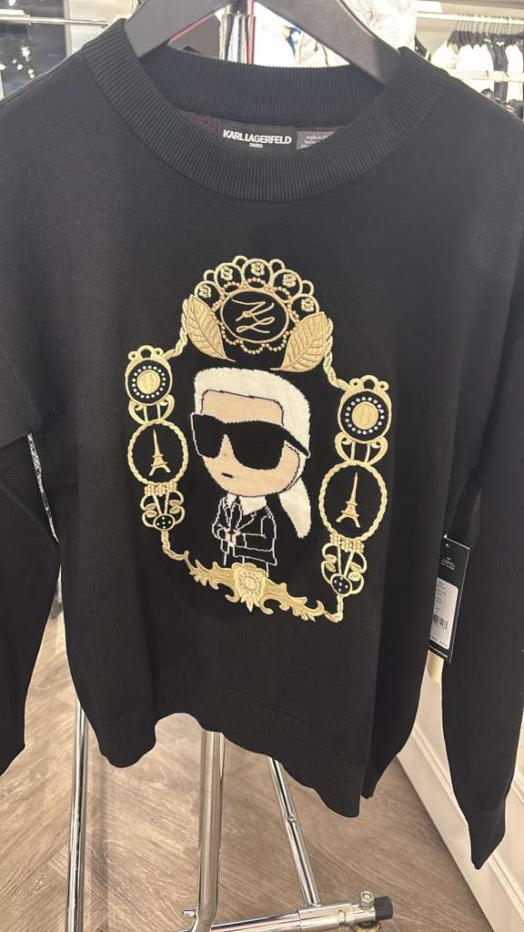 VM085 Karl lagerfeld 黑色魔鏡與老佛爺長袖針織上衣