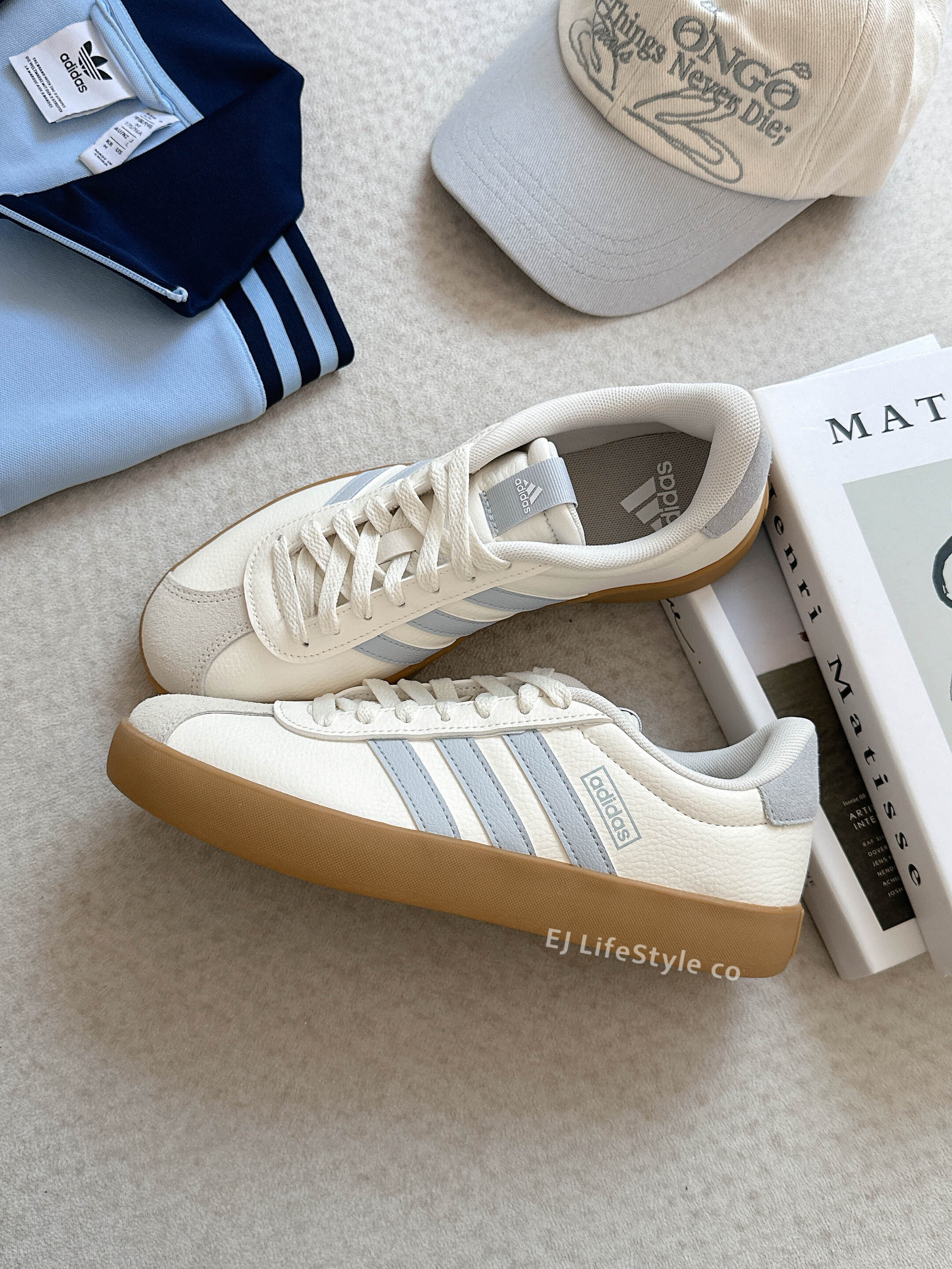 ADIDAS NEO VL COURT 3.0 奶油寶寶藍 奶油白 米白 米色 淡藍色 焦糖底 女鞋 JP6913 / 現貨