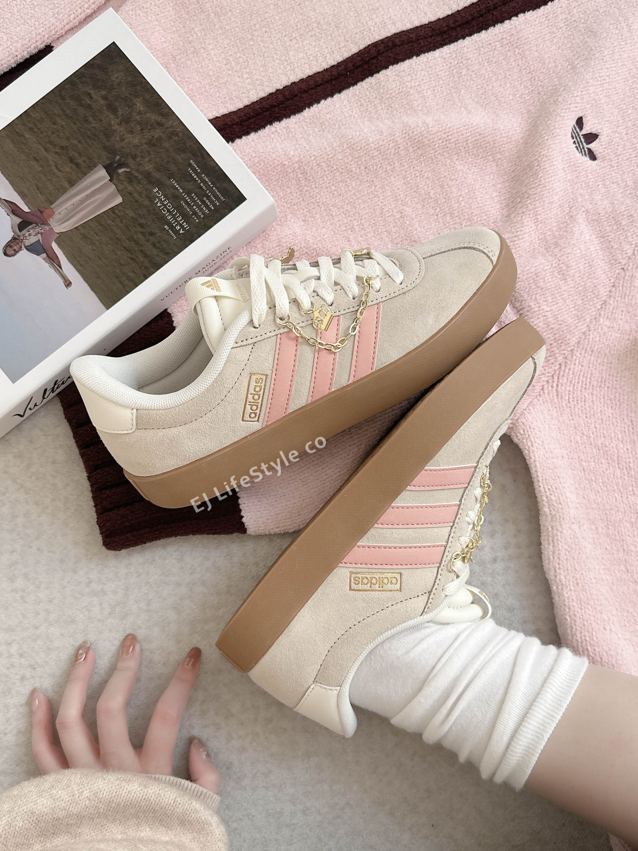 ADIDAS NEO VL COURT 3.0 草莓燕麥 燕麥灰 奶油灰 米灰 淡粉 粉色 焦糖底 女鞋 KI1316 / 現貨