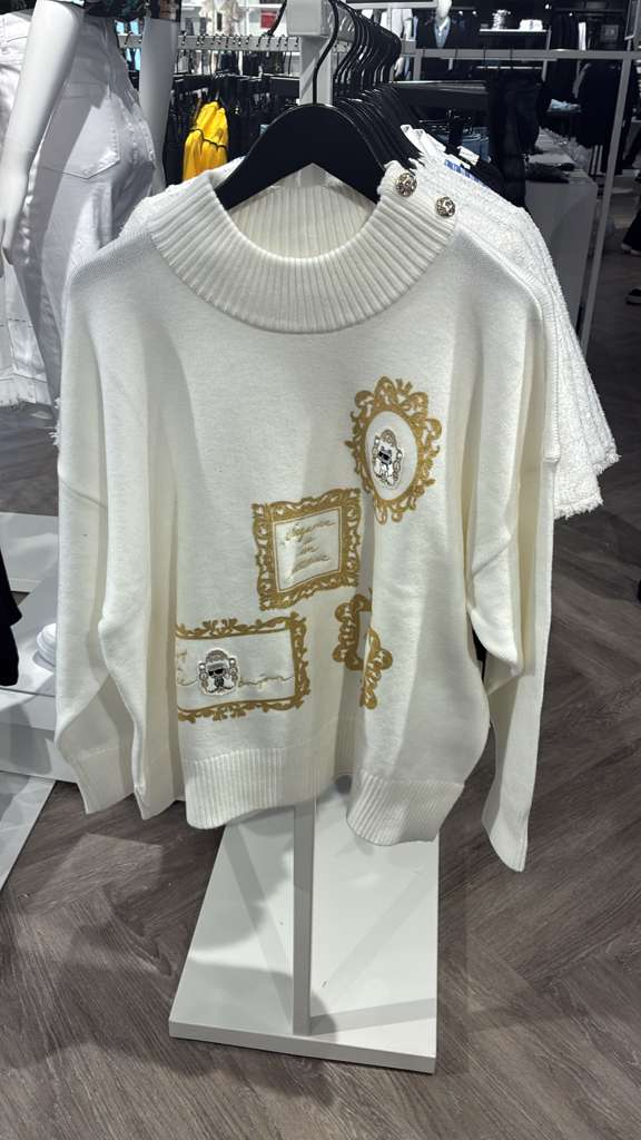 VM121 Karl lagerfeld 白色魔鏡長袖衛衣圓領上衣