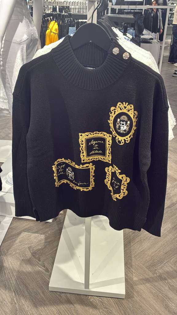 VM123 Karl lagerfeld 黑色魔鏡長袖衛衣圓領上衣