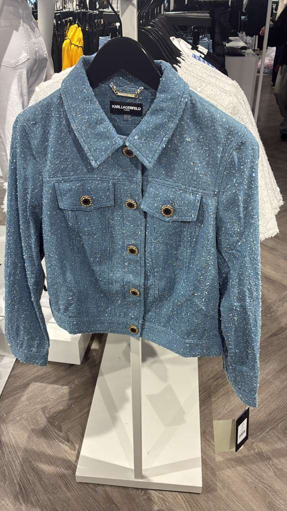 VM125 Karl lagerfeld 藍色閃閃開胸長袖上衣