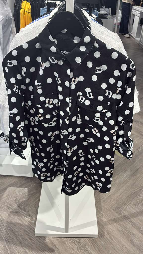 VM127 Karl lagerfeld 黑色滿版波點老佛爺長袖上衣