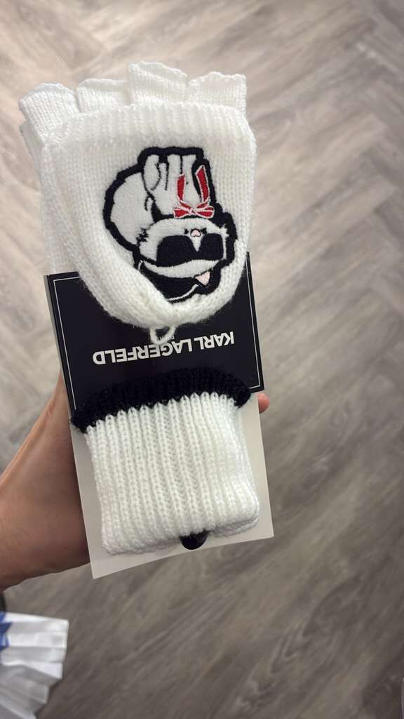 VM128 Karl lagerfeld 貓貓白色手套