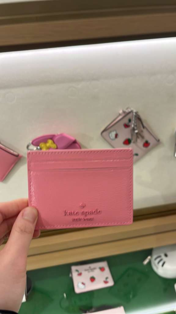 VN004 Kate spade 粉紅色立體花花卡包