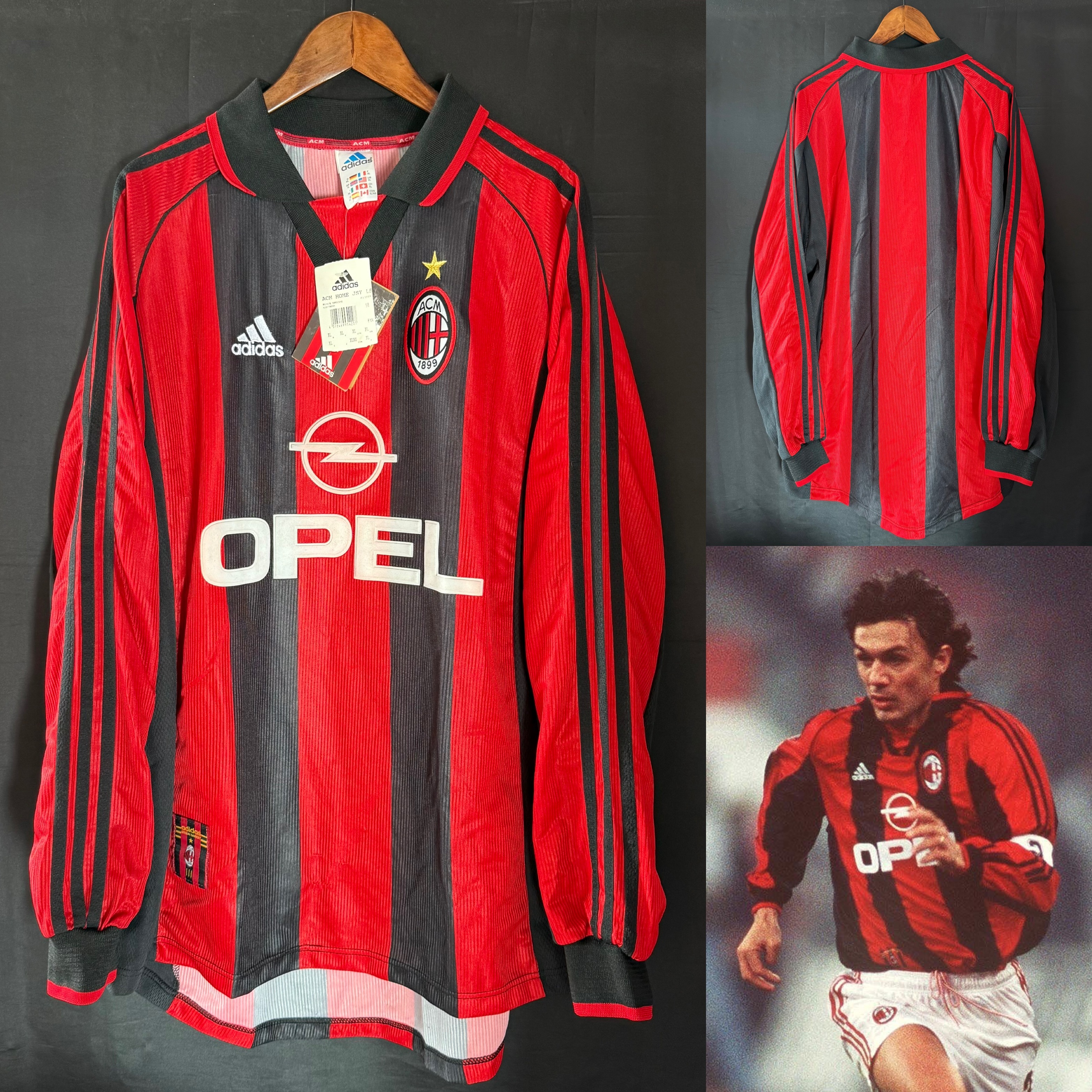 (Player Issue) AC Milan 1998-1999 Adidas L/S Home Player Issue Shirt