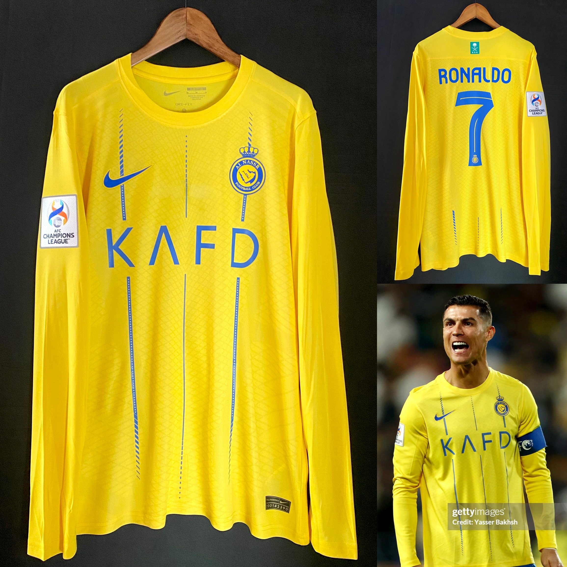 (Player Issue) Al Nassr 2023-2024 AFC Champions League Nike L/S Home Player Issue Shirt #7 RONALDO
