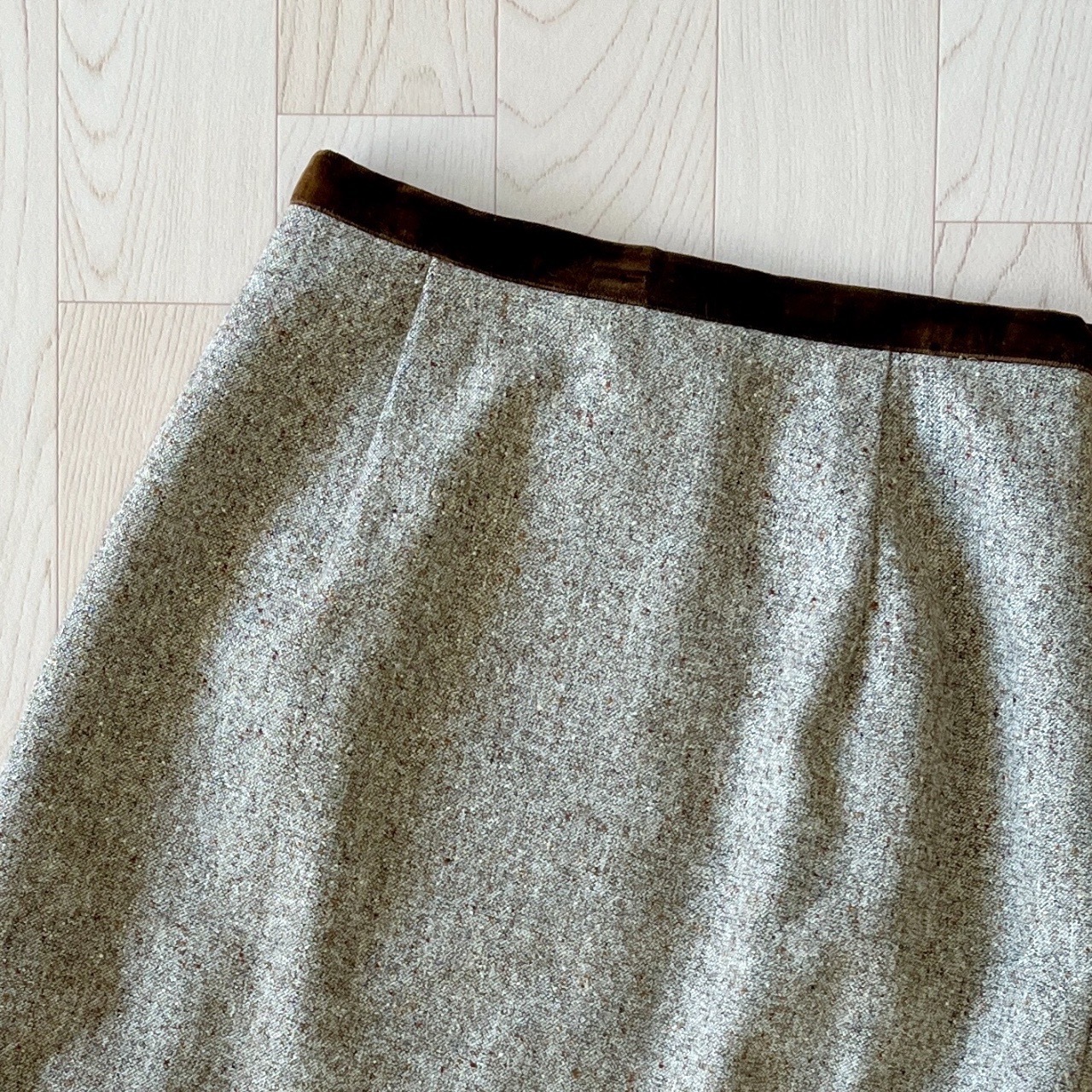 意大利製淺啡色羊毛半裙