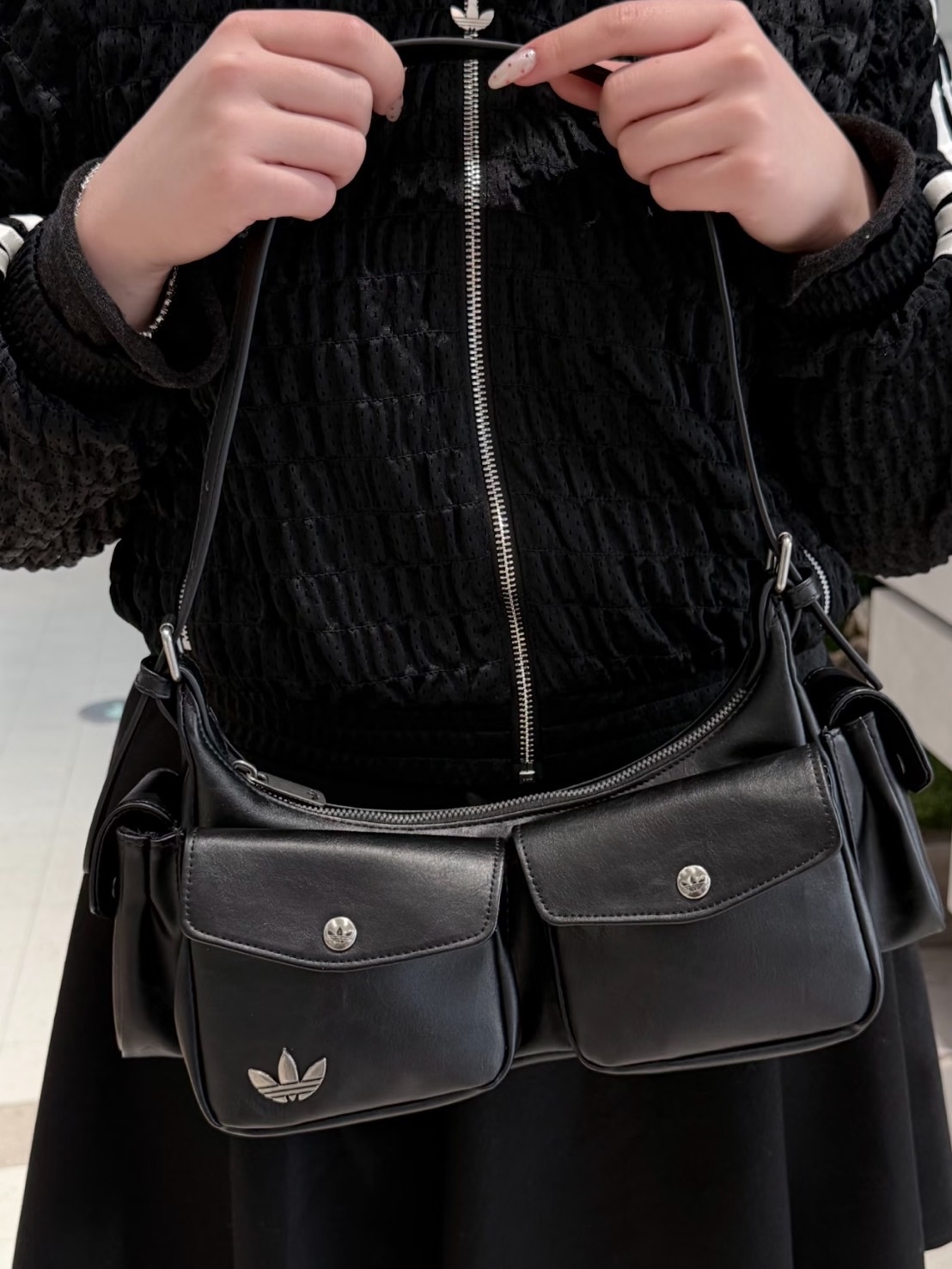 超限量 ADIDAS ORIGINALS 小香風 大口袋 鏈條 雙肩包 機車包