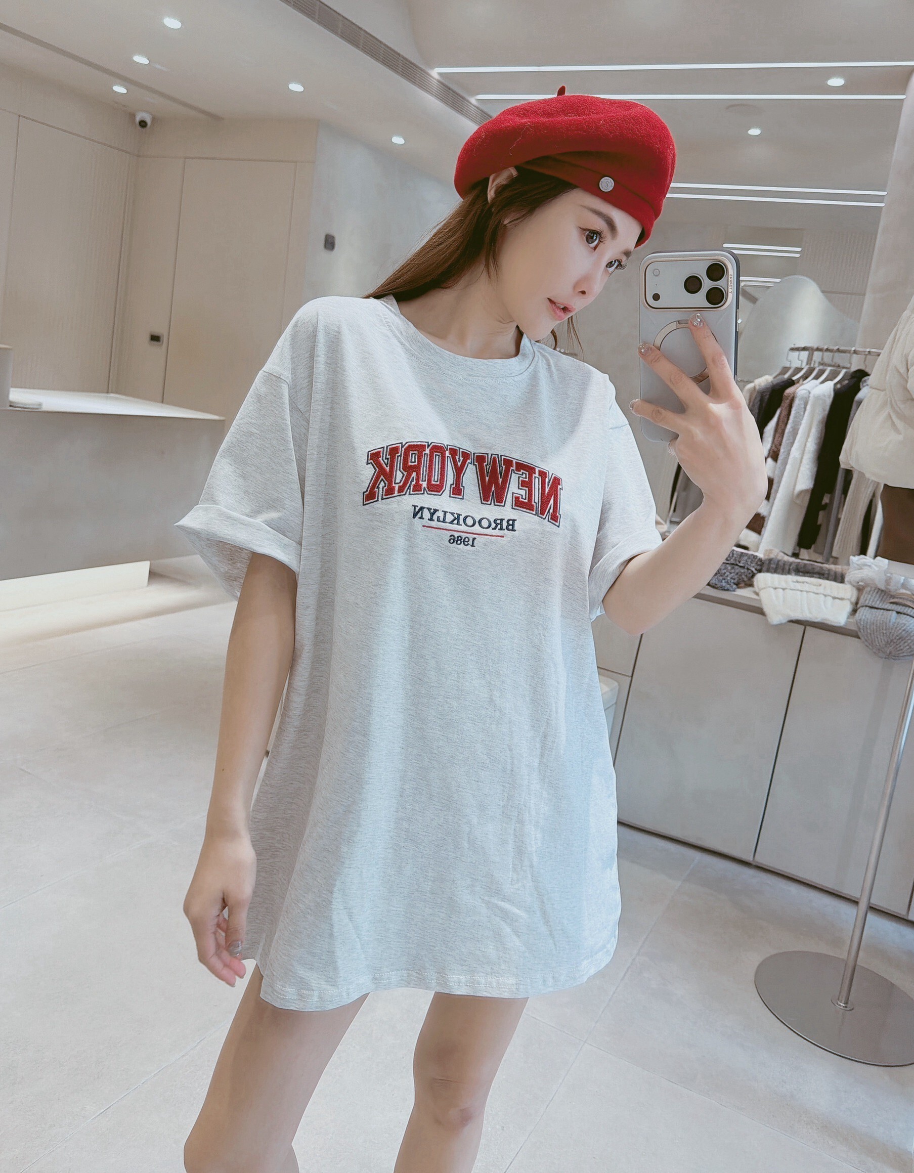 配色NEW YORK寬鬆棉質衣