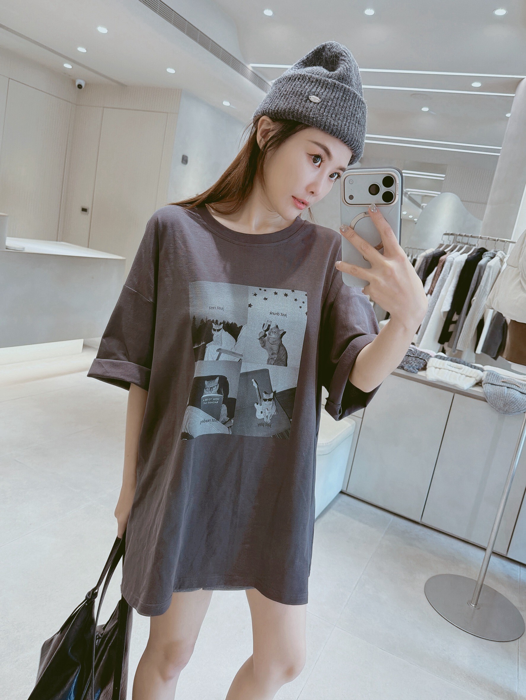 四格黑白貓咪相片棉質衣