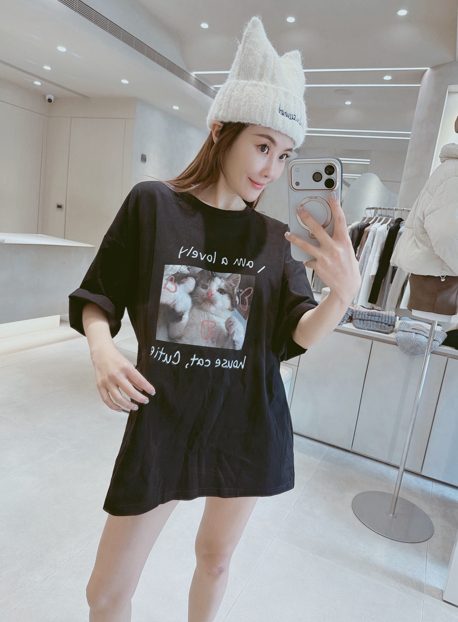 放電呆萌貓咪字母棉質衣