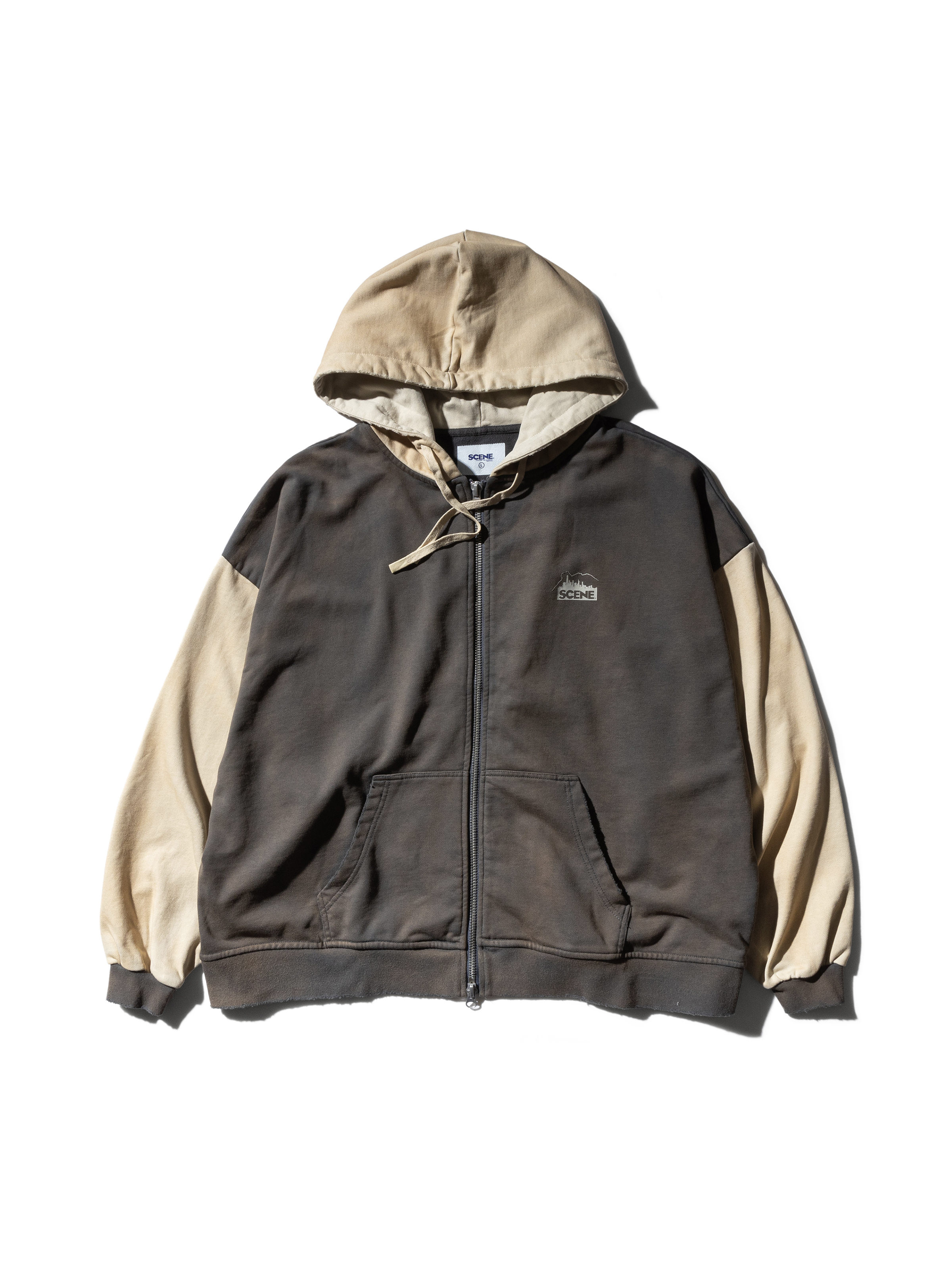 SCENE LION ZIP UP HOODIE // DARK GREY