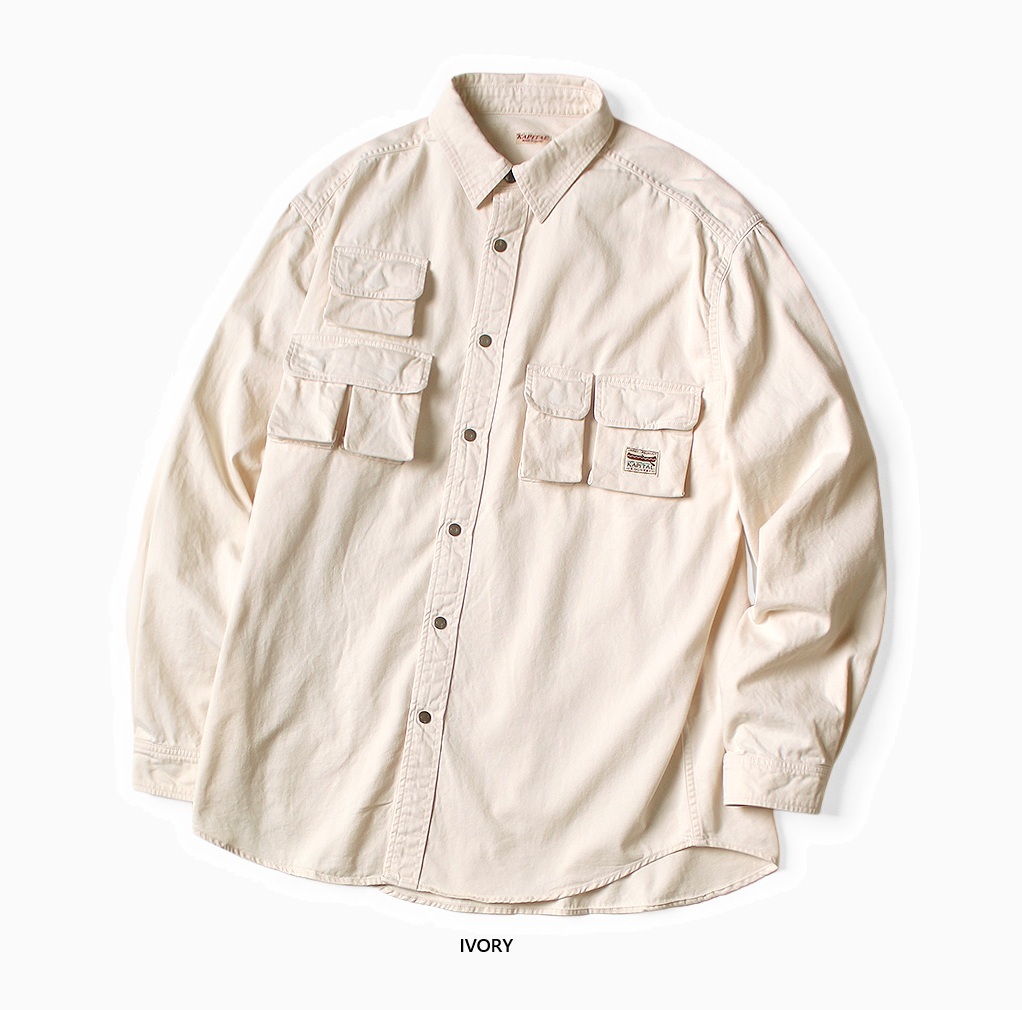 KAPITAL 2026 Chino NUGGET-POCKET FISH SHIRT L/S - PRE ORDER ITEM (預訂中)